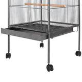 Vidaxl vogelkooi met dak staal zwart 66x66x155 cm - afbeelding 3