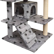 Vidaxl kattenkrabpaal met sisal krabpalen 125 cm pootafdrukken grijs - afbeelding 3
