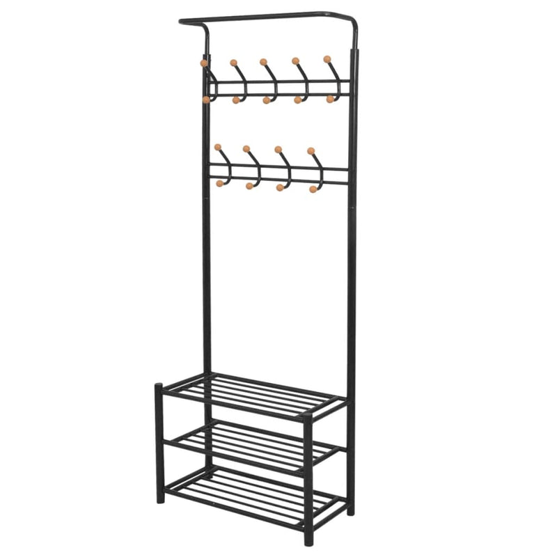 Vidaxl kledingrek met schoenenopberger 68x32x182,5 cm zwart