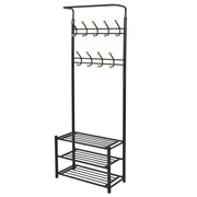 Vidaxl kledingrek met schoenenopberger 68x32x182,5 cm zwart - afbeelding 1