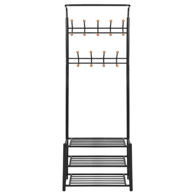 Vidaxl kledingrek met schoenenopberger 68x32x182,5 cm zwart