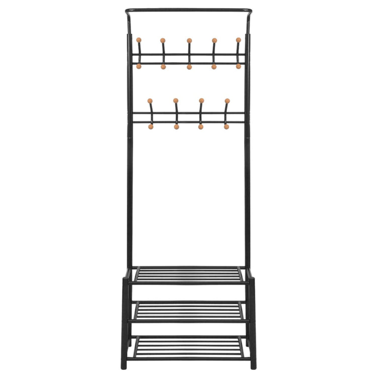 Vidaxl kledingrek met schoenenopberger 68x32x182,5 cm zwart
