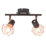 Vidaxl plafondlamp met 2 spotlights e14 zwart en koper - afbeelding 1