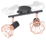 Vidaxl plafondlamp met 2 spotlights e14 zwart en koper - afbeelding 2