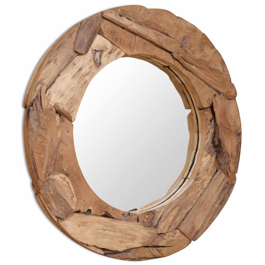 Vidaxl decoratieve spiegel rond 80 cm teakhout