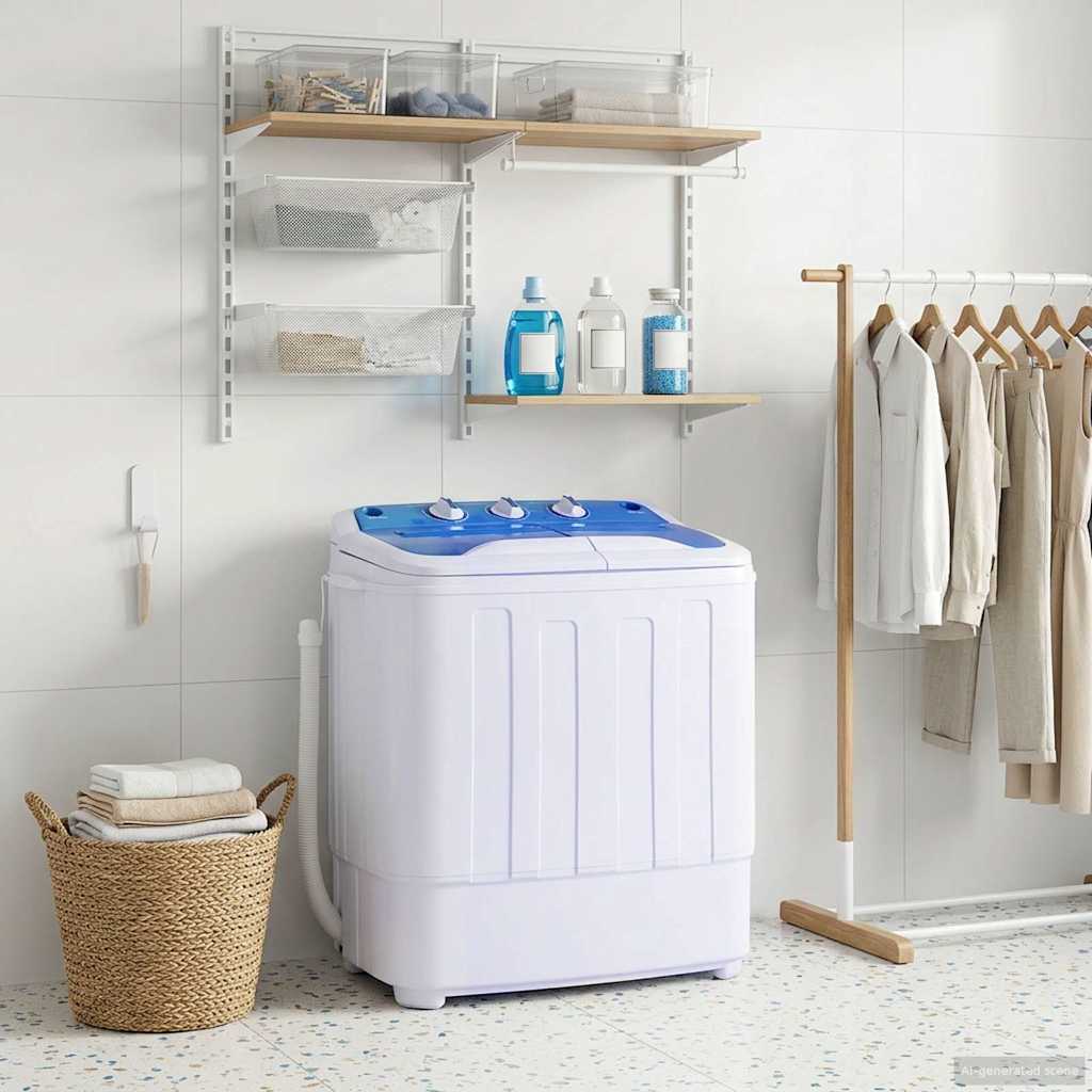 Vidaxl mini wasmachine met dubbele trommel 5,6 kg