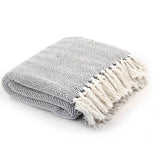 Vidaxl plaid visgraat 220x250 cm katoen grijs - afbeelding 1