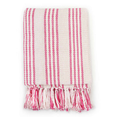 Vidaxl plaid strepen 220x250 cm katoen roze en wit