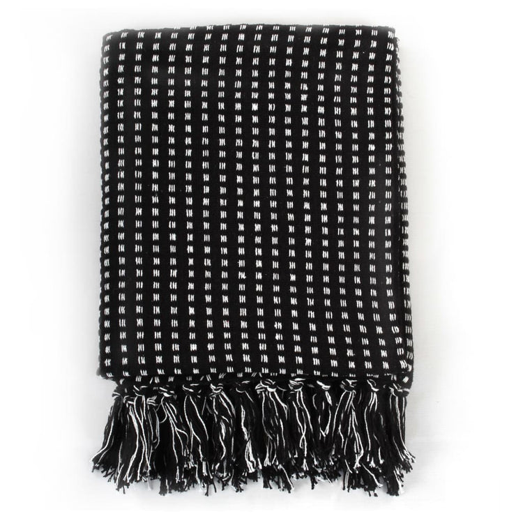 Vidaxl plaid vierkanten 160x210 cm katoen zwart