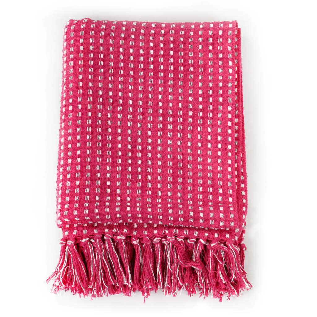 VidaXL Plaid vierkantjes 125x150 cm katoen roze