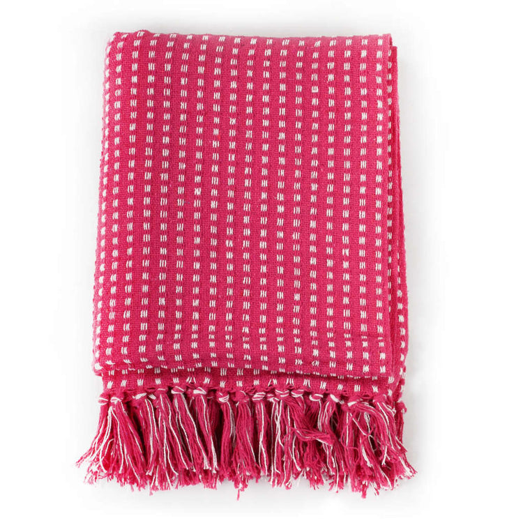 Vidaxl plaid vierkantjes 125x150 cm katoen roze