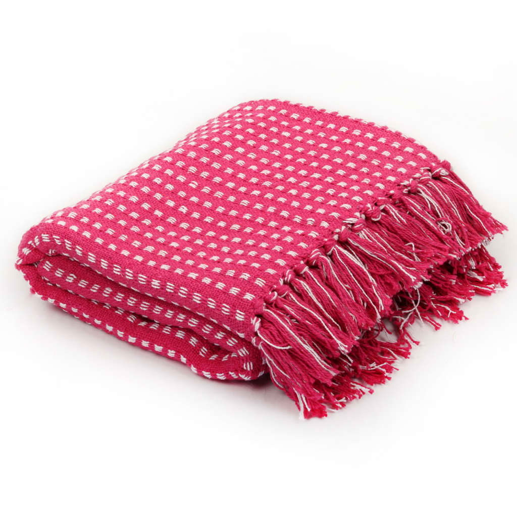 VidaXL Plaid vierkanten 220x250 cm katoen roze