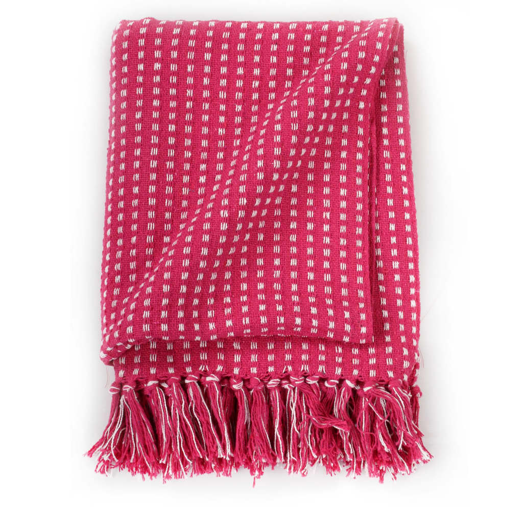 VidaXL Plaid vierkanten 220x250 cm katoen roze