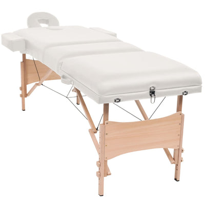 Vidaxl massagetafel- en krukset inklapbaar 3 zones 10 cm dik wit