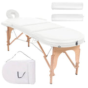 Vidaxl massagetafel inklapbaar 4 cm dik met 2 bolsters ovaal wit - afbeelding 1