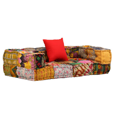 Vidaxl poef tweezits modulair stof patchwork
