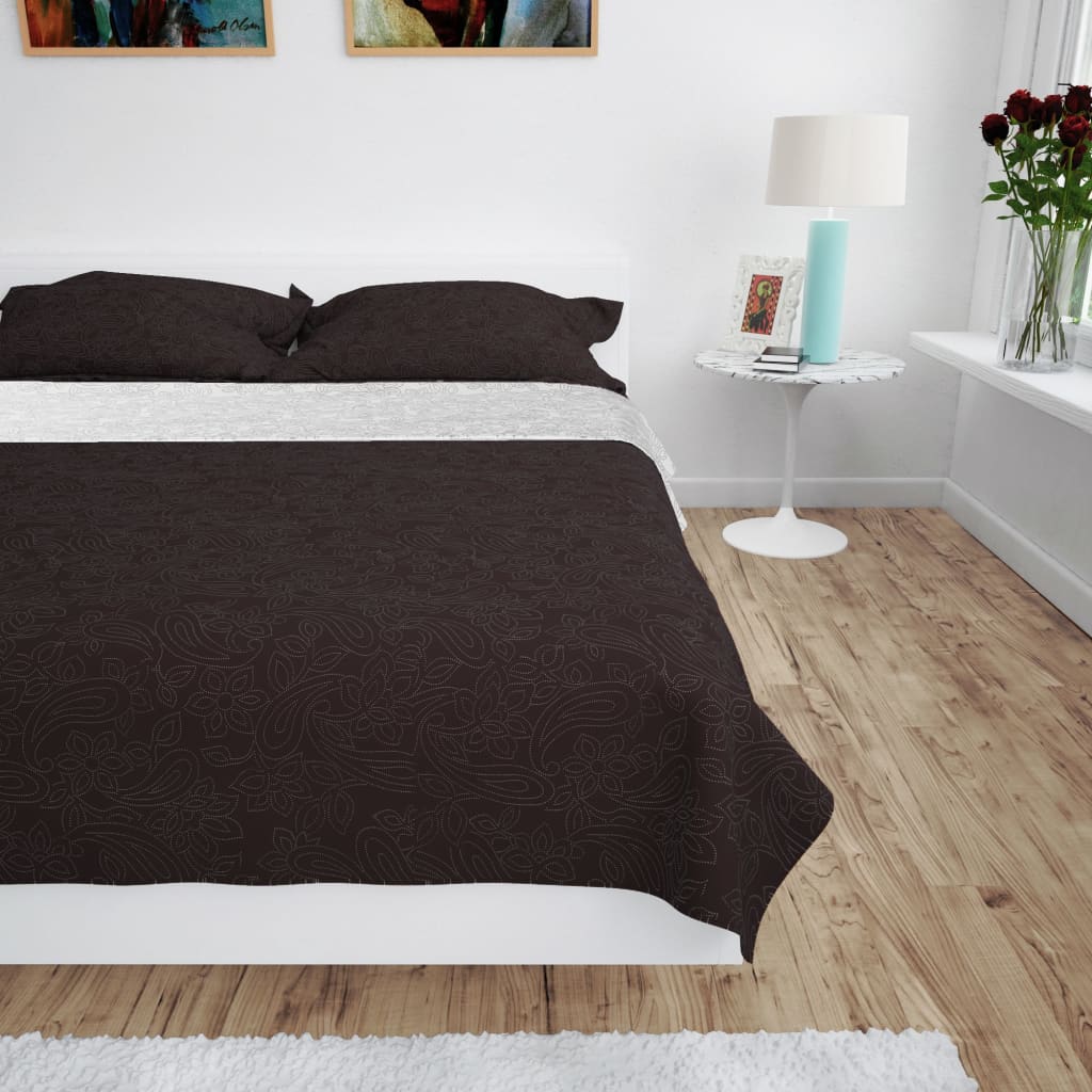 VidaXL Bedsprei dubbelzijdig 170x210 cm quilt crème en bruin