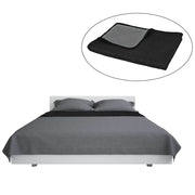 Vidaxl bedsprei dubbelzijdig 230x260 cm quilt grijs en zwart - afbeelding 2