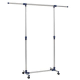 Vidaxl kledingrek verstelbaar 165x44x150 cm roestvrij staal zilver - afbeelding 2