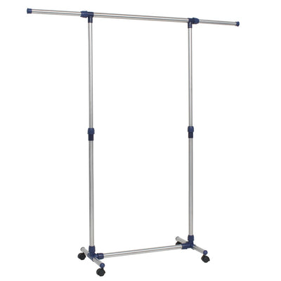 Vidaxl kledingrek verstelbaar 165x44x150 cm roestvrij staal zilver