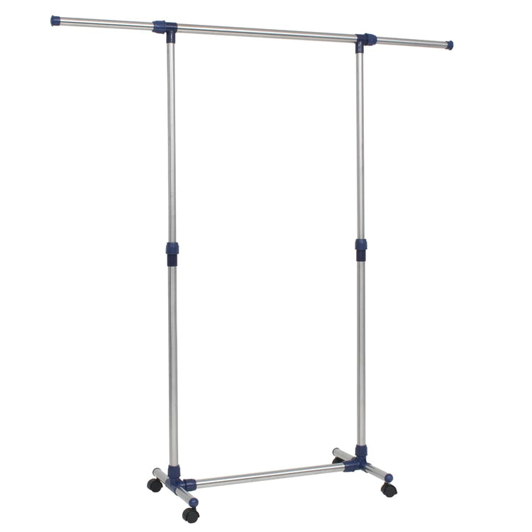 Vidaxl kledingrek verstelbaar 165x44x150 cm roestvrij staal zilver