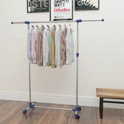 Vidaxl kledingrek verstelbaar 165x44x150 cm roestvrij staal zilver - afbeelding 1