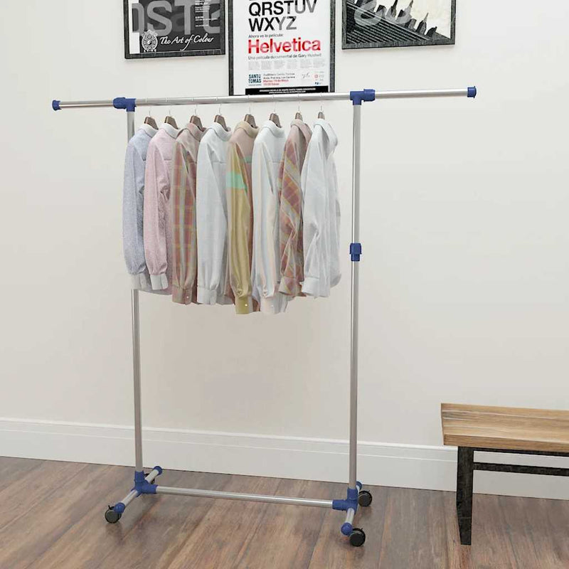 Vidaxl kledingrek verstelbaar 165x44x150 cm roestvrij staal zilver