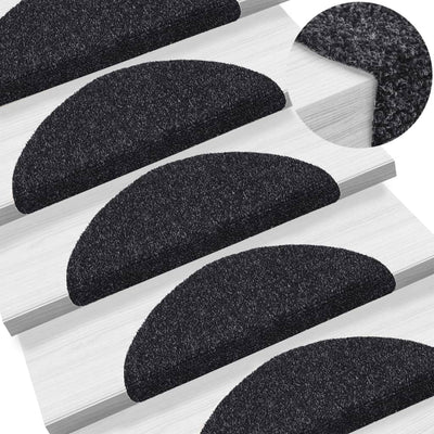 Vidaxl trapmatten zelfklevend 15 stuks 56x17x3 cm zwart halfrond