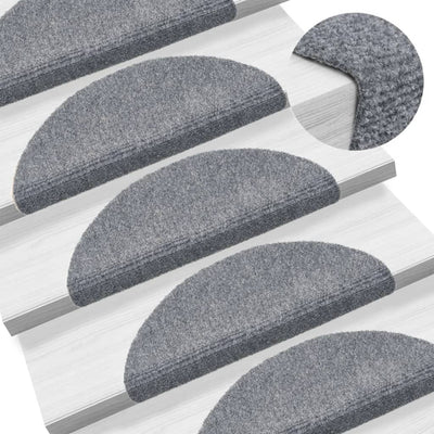 Vidaxl trapmatten zelfklevend 15 stuks 56x17x3 cm lichtgrijs halfrond