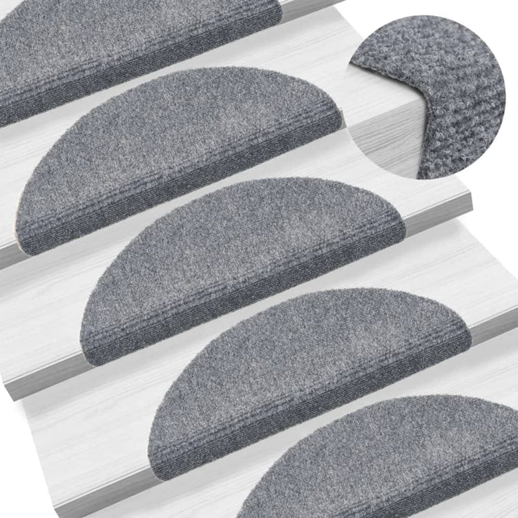 Vidaxl trapmatten zelfklevend 15 stuks 56x17x3 cm lichtgrijs halfrond