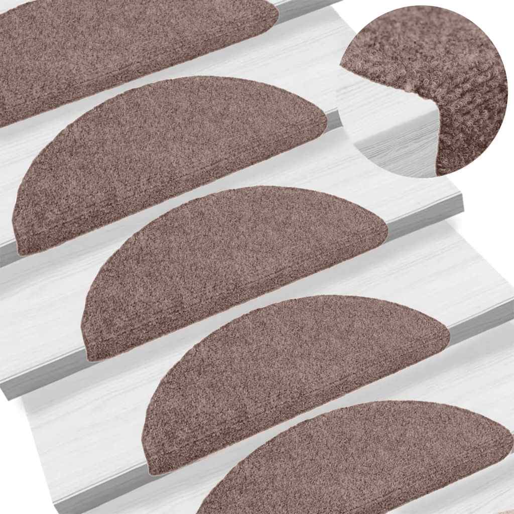 Vidaxl trapmatten zelfklevend 15 stuks 65x21x4 cm lichtbruin halfrond groot