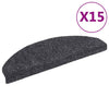 Vidaxl trapmatten zelfklevend 15 stuks 65x21x4 cm donkergrijs halfrond groot