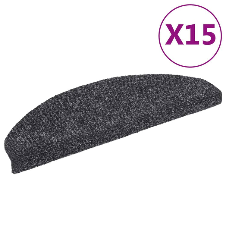 Vidaxl trapmatten zelfklevend 15 stuks 65x21x4 cm donkergrijs