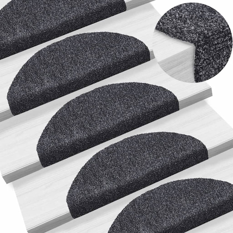 Vidaxl trapmatten zelfklevend 15 stuks 65x21x4 cm donkergrijs halfrond groot