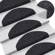 Vidaxl trapmatten zelfklevend 15 stuks 65x21x4 cm zwart halfrond groot - afbeelding 1
