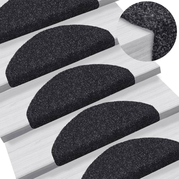 Vidaxl trapmatten zelfklevend 15 stuks 65x21x4 cm zwart halfrond groot