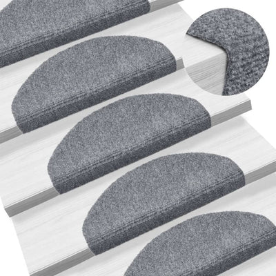 Vidaxl trapmatten zelfklevend 15 stuks 65x21x4 cm lichtgrijs halfrond groot