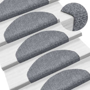 Vidaxl trapmatten zelfklevend 15 stuks 65x21x4 cm lichtgrijs halfrond groot - afbeelding 1