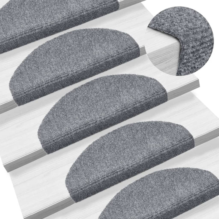 Vidaxl trapmatten zelfklevend 15 stuks 65x21x4 cm lichtgrijs halfrond groot
