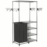 Vidaxl kledingrek 87x44x158 cm staal en ongeweven stof zwart - afbeelding 2