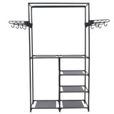 Vidaxl kledingrek 87x44x158 cm staal en nonwoven stof zwart - afbeelding 2