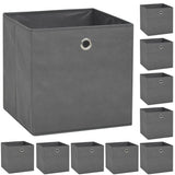 Vidaxl opbergboxen 10 st 32x32x32 cm nonwoven stof grijs - afbeelding 1