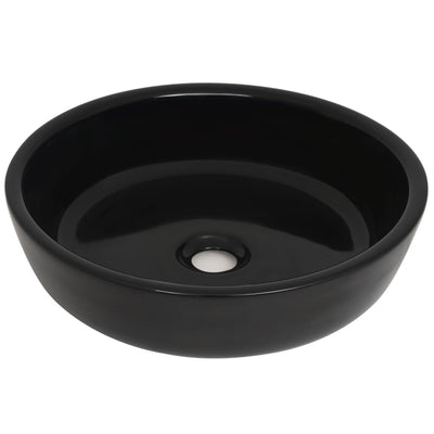 Vidaxl wastafel rond 42x12 cm keramiek zwart