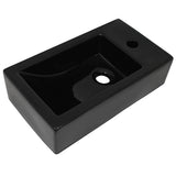 Vidaxl wastafel met kraangat rechthoekig 46x25,5x12 cm keramiek zwart - afbeelding 2
