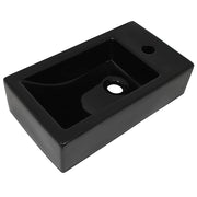Vidaxl wastafel met kraangat rechthoekig 46x25,5x12 cm keramiek zwart - afbeelding 2