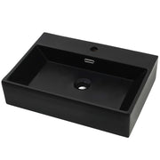 Vidaxl wastafel met kraangat 60,5x42,5x14,5 cm keramiek zwart - afbeelding 2