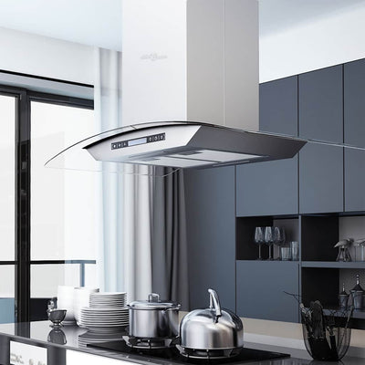 Vidaxl eilandafzuigkap lcd-scherm sensor 756 m³ u led 90 cm