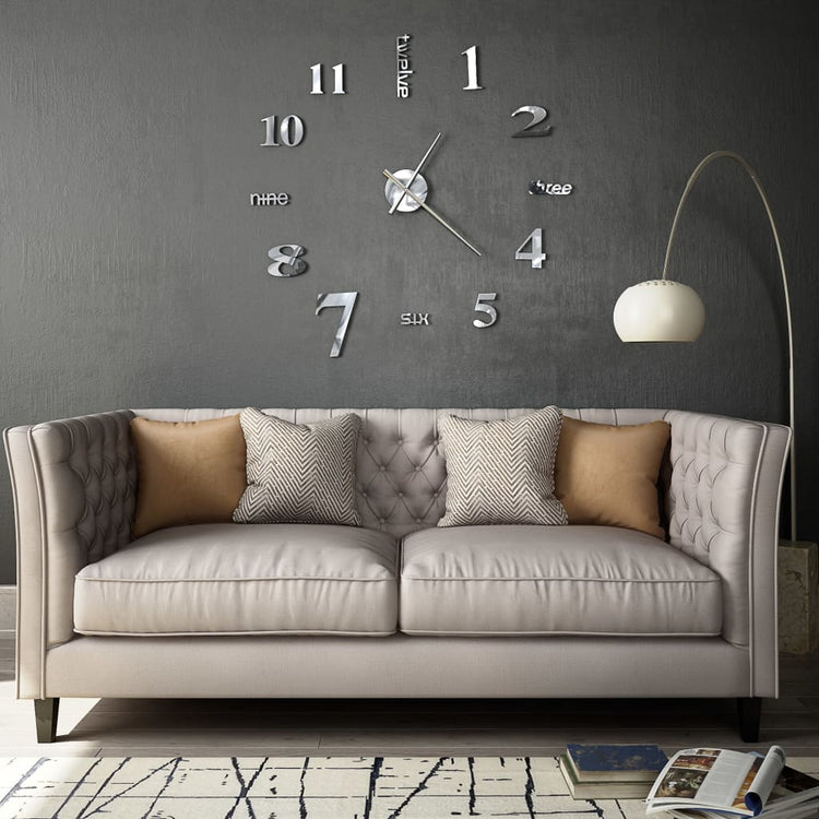Vidaxl 3d-wandklok 100 cm xxl modern zilverkleurig