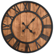 Vidaxl wandklok vintage-stijl quartz-mechanisme xxl 60 cm hout metaal - afbeelding 1