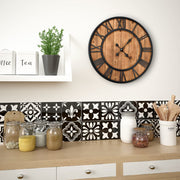 Vidaxl wandklok vintage-stijl quartz-mechanisme xxl 60 cm hout metaal - afbeelding 2